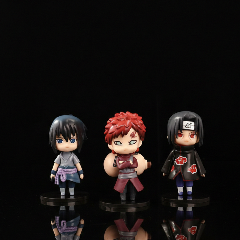 Naruto Chibi Figures - Set B Naruto Sasuke Uchiha Figurine Merchandise for Anime Lovers (Size - 10 cm)