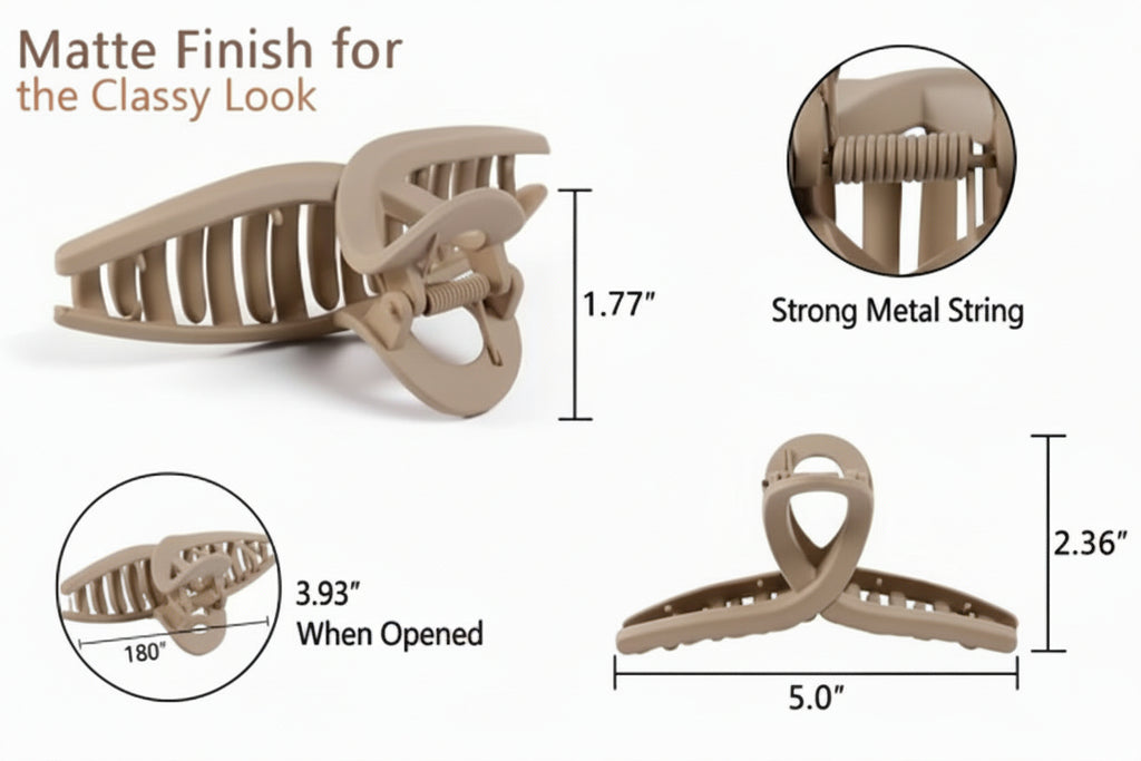 Hair Claw T Shape Jaw Clip Matte Big Korean Fancy Hair Clutcher Pack of 4